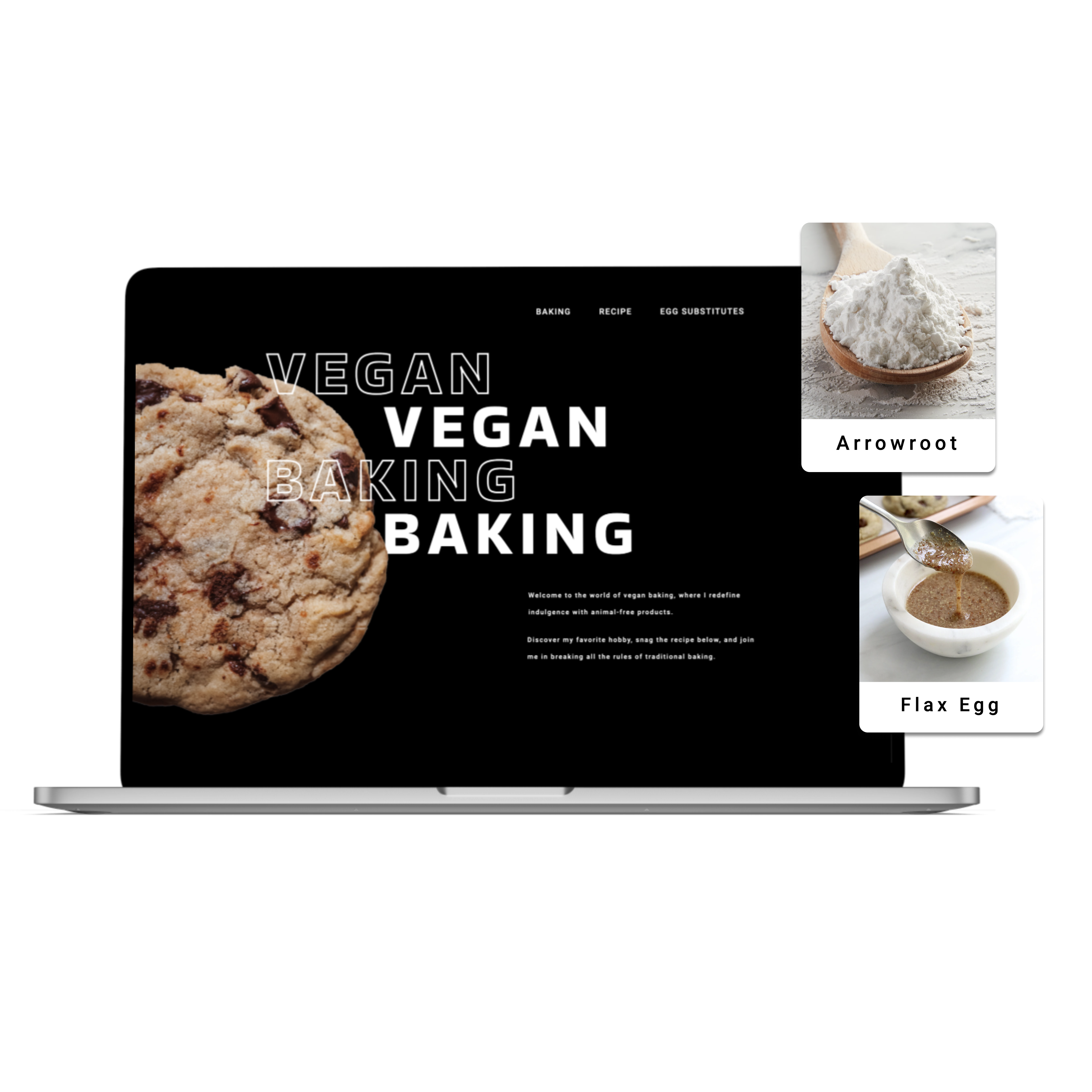 landing page for vegan cookie recipe