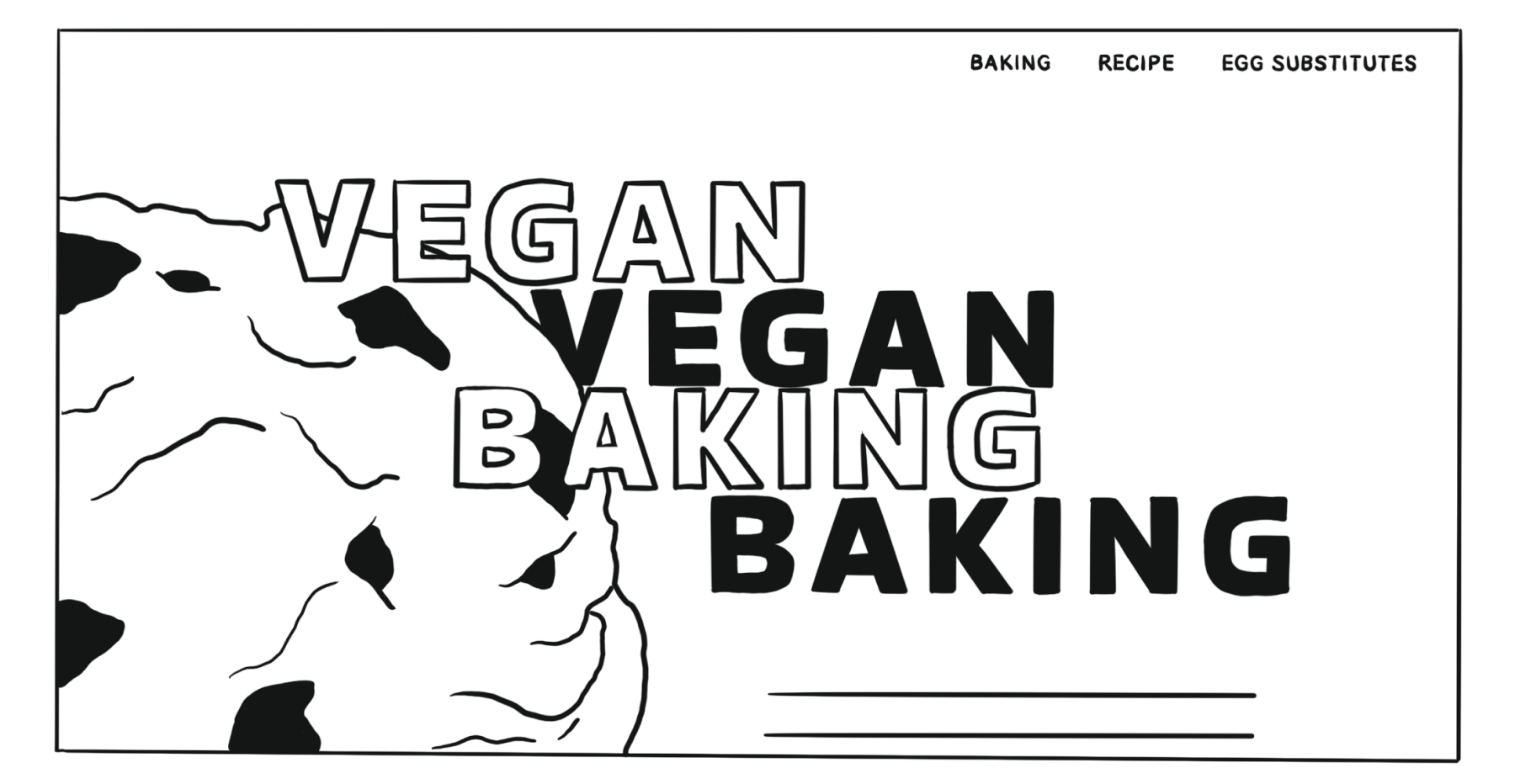 drawing of a vegan baking landing page