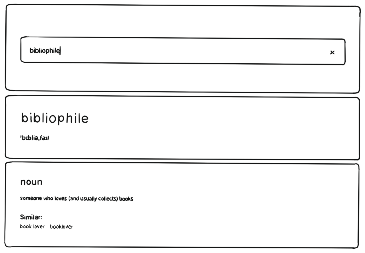 drawing of a dictionary app