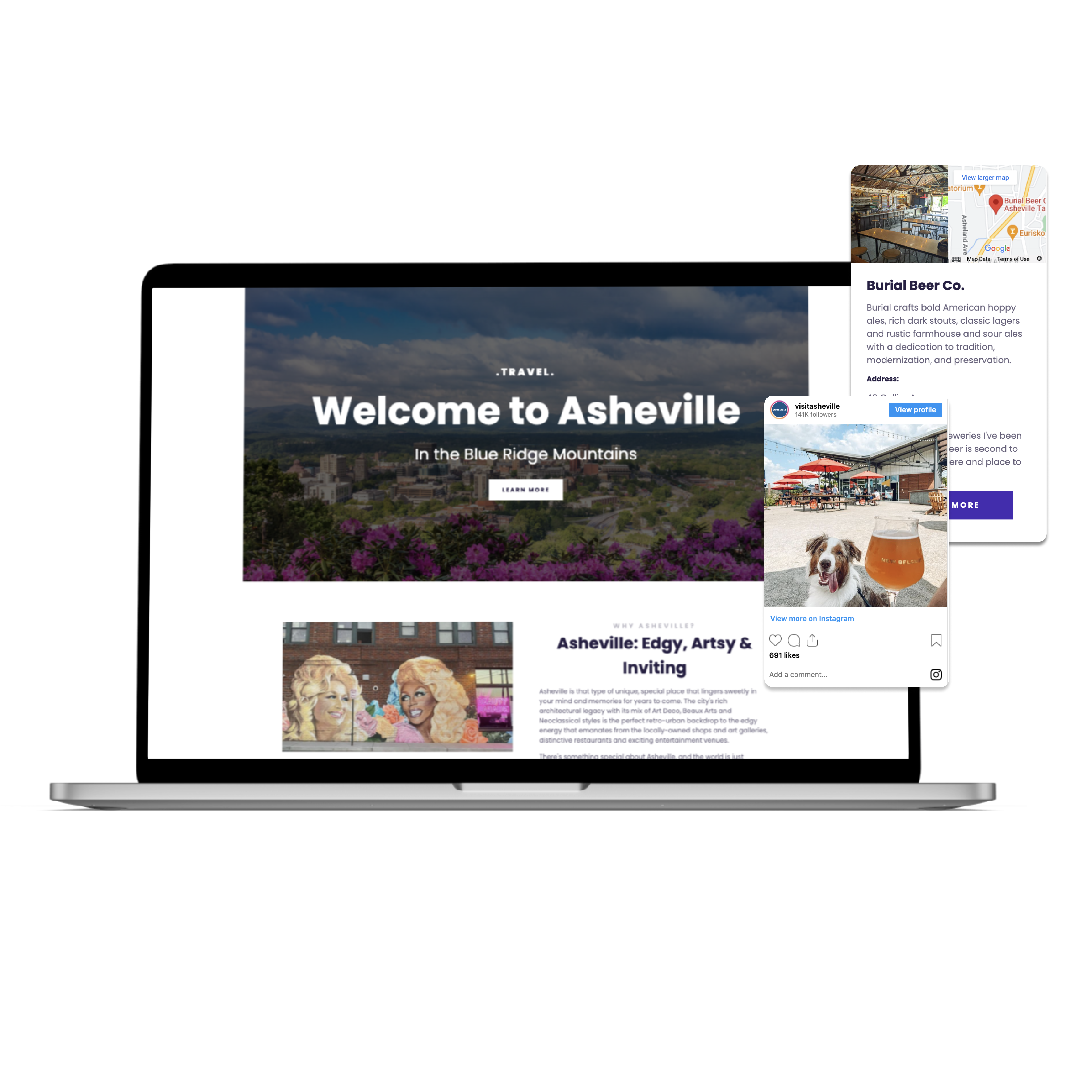 landing page of a travel blog website